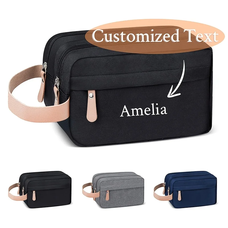 Men's Personalized Name Oxford Grooming Bag Double-layer Large Capacity Storage Bag Ideal Makeup Organizer Toiletry for Grooming