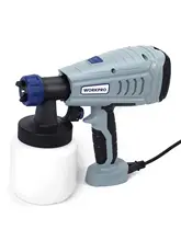  WORKPRO Spray gun 550W 220V HVLP Paint Spray Gun High 800ML Power Electric Paint Sprayer with 2 Nozzle for Home Use Beginner 