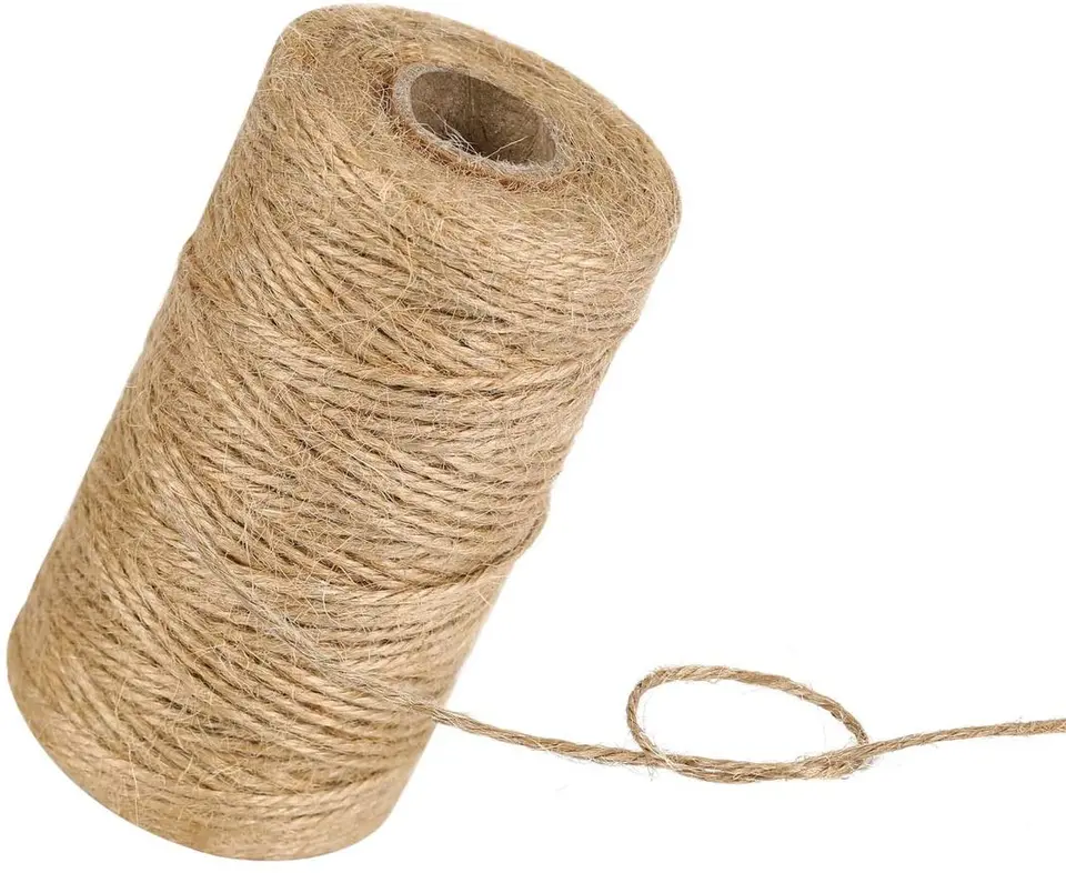 Natural Jute Twine String Thin Ribbon Hemp Twine for Wrapping Christmas, Crafts