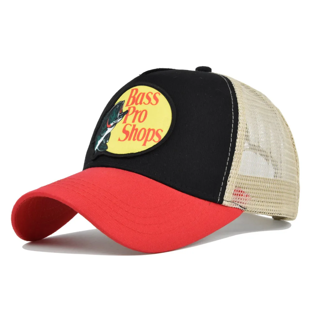 Bass Baseball Cap Travel Peaked Cap Bass-Pro Men's Embroidery Hip-Hop Cap Couple Style Sun Visor Adjustable Trucker Mesh Cap 3