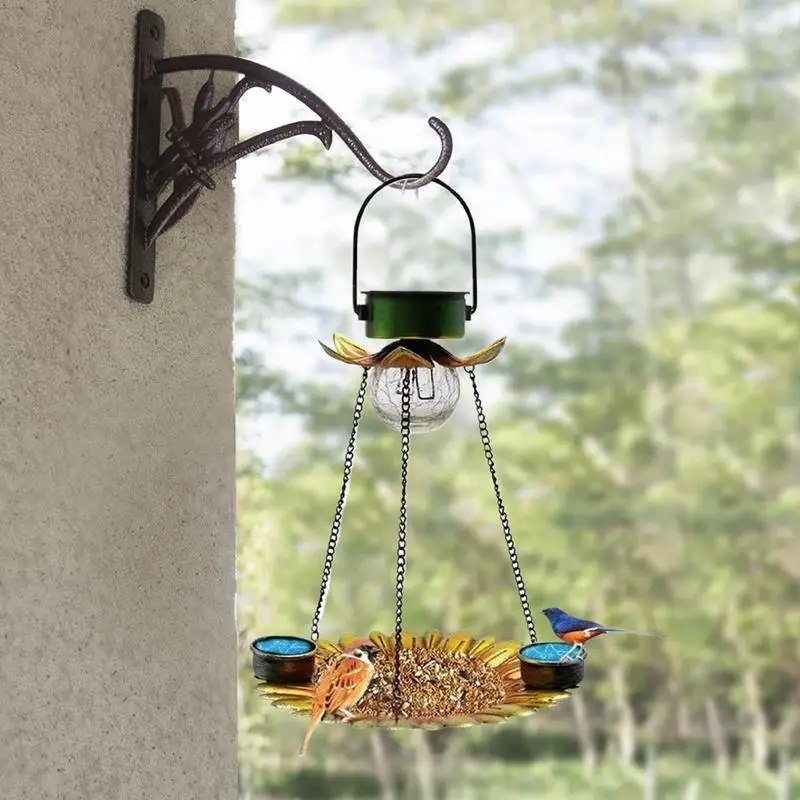 Solar Bird Feeder 2 In 1 Bird Water Feeder Solar Powered Weather Resistant Drinking & Feeding Station Garden Decoration For