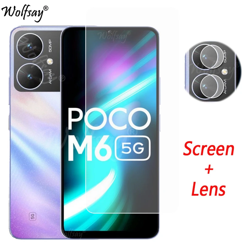 

Защита объектива камеры для Xiaomi Poco M6, защита экрана из закаленного стекла для Poco M6, искусственное стекло для Poco M6, искусственное стекло 6,74 дюйма