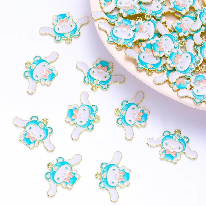 

10Pcs 29*19mm Blue Cartoon Cute Rabbit Pendant Enamel Drip Oil Charms For Jewelry Making Bracelets Necklace Earrings Accessories