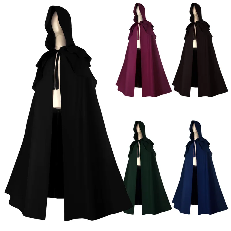 

Medieval Men Knight Pirate Prince Gothic Retro Hooded Cloak Capes Long Robes Jackets Coat Carnival Halloween Cosplay Costumes