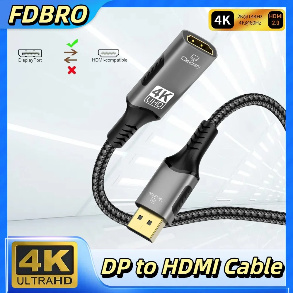 Display Port Stecker auf HDMI Buchse Konverter DP zu HDMI-Kompatibel Adapter 8K@60Hz 4K@240Hz Für PC HD TV Laptop Monitor Projektor – Detail 3