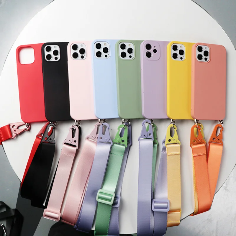 Crossbody Strap Cord Chain Silicone Phone Case with Lanyard Attachment