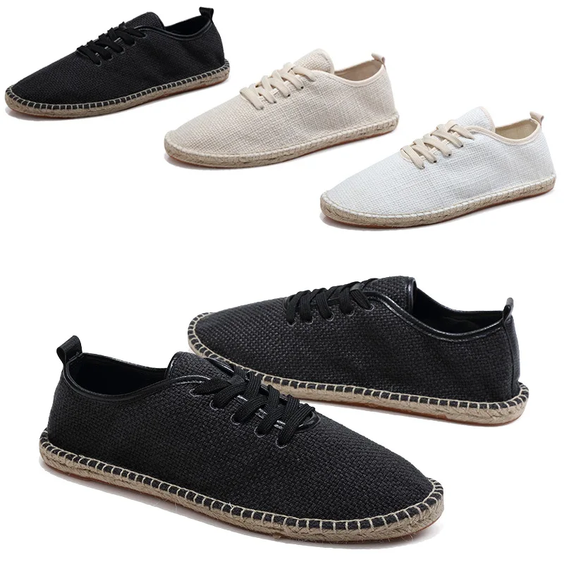 

New Summer Linen Breathable Casual Flats Shoes Mens Espadrilles Loafers Men Canvas Shoes Casual Fisherman Driving Footwear