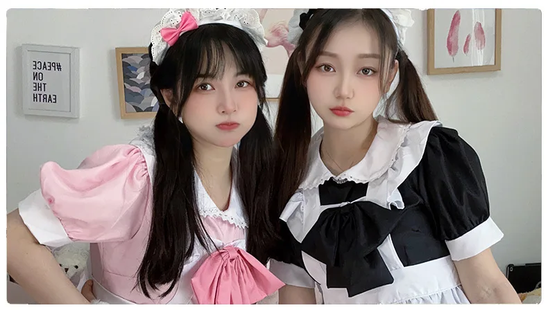 Lolita Cosplay Kleid Pink Maid Anime Kawaii Sweet Halloween Damen 5