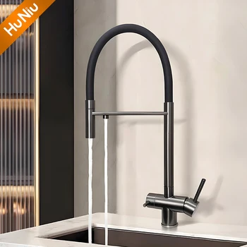 กรองน้ําก๊อกน้ําห้องครัวก๊อกน้ําอ่างล้างจานยางดึง Stream Sprayer ก๊อกสแตนเลส Rotatable KITCHEN Mixer Water TAP 1