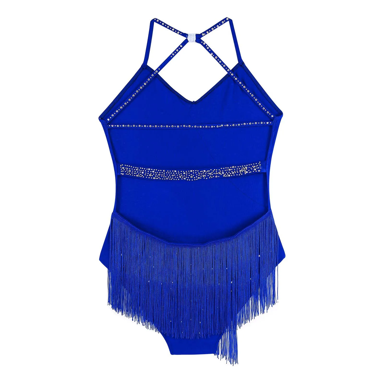 Frauen Jazz Latin Dance Body Kleid Ärmellose Strass Quasten Trikot Dancewear Skating Gymnastik Cha-cha Samba Kostüm – Detail 14