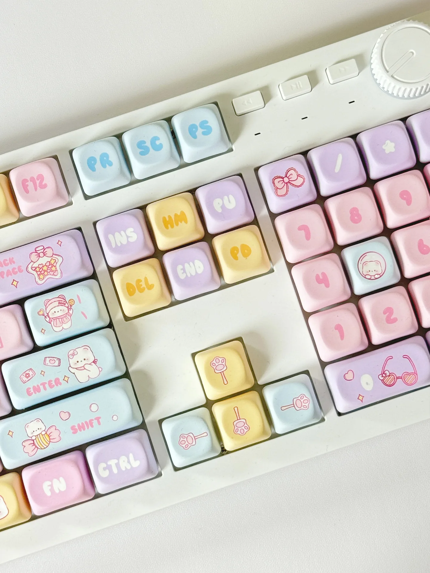 Kawaii Mao Profile Candy Theme Bear Pastel Keycaps (131 Keys)