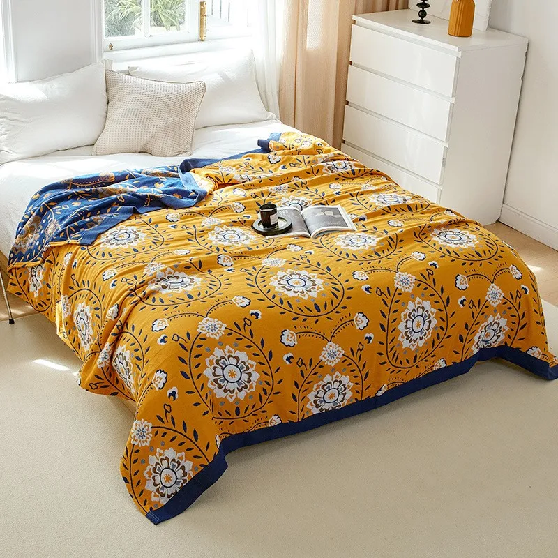 230x250cm 100% Muslin Cotton Blanket 4 Layers Cotton Gauze Warm Soft Throw Plaid Bed Cover Blankets Bedspread Sofa Throw Blanket 3