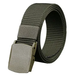 Men's Adjustable Outdoor Tactical Belt with Plastic Buckle, 120cm (Military Green)