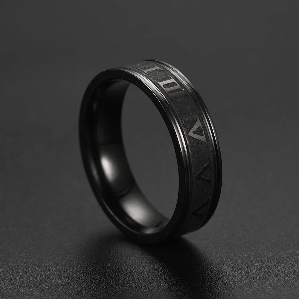 Anel de aço inoxidável com numerais romanos vintage para festas e presentes de aniversário - Imagem 5