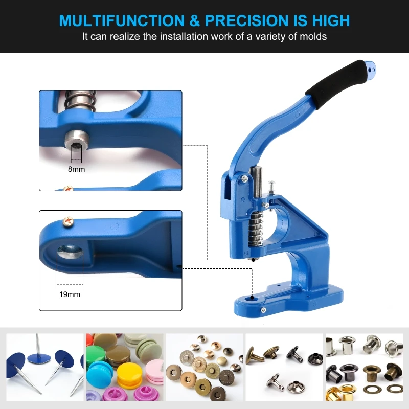 Manual Grommet Eyelet Machine DIY Hand Press Leathercraft Sewing Pressing Punch Tool eyelet punch tool set grommet punch tool grommet tool grommet tool kit grommet eyelet kit with 6/10/12mm Dies+1500pcs Grommets