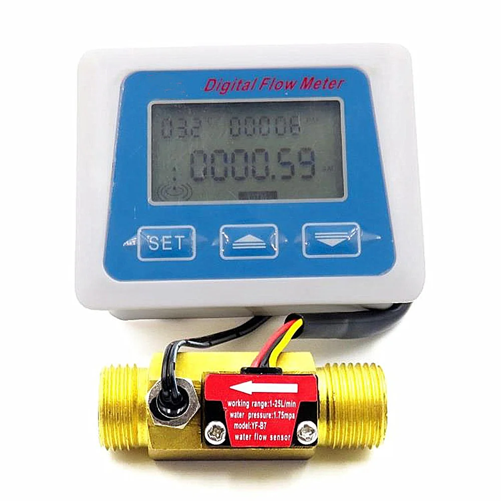 

Digital Display Flow Meter G1/2 Flow Sensor Flow Meter Impeller Type Rotameter Smart Electronic Water Meter