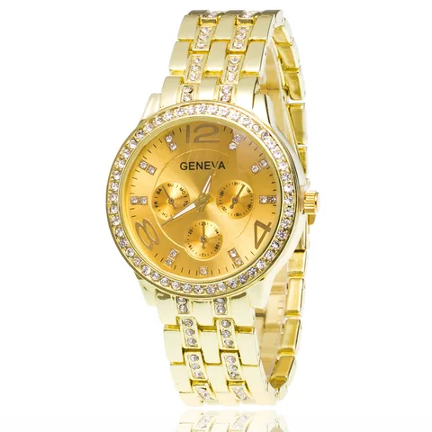 Luxury Brand Women Gold Stainless Steel Quartz Watches for Women Crystal Casual Wrist Watches Rhinestone Relogio Feminino