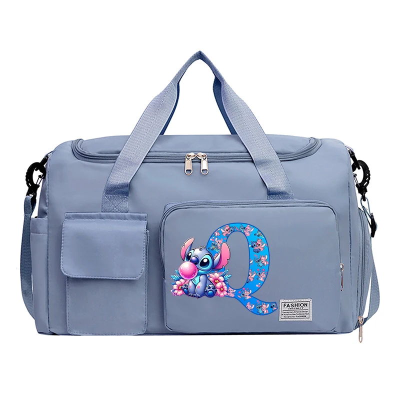 thumbnail image 1 of Bolso de viaje con letras de Stitch de Disney, bolso de mano portátil, bolsa de almacenamiento de ropa de gran capacidad, mochila de lona para gimnasio con compartimento para zapatos, 1 of 5