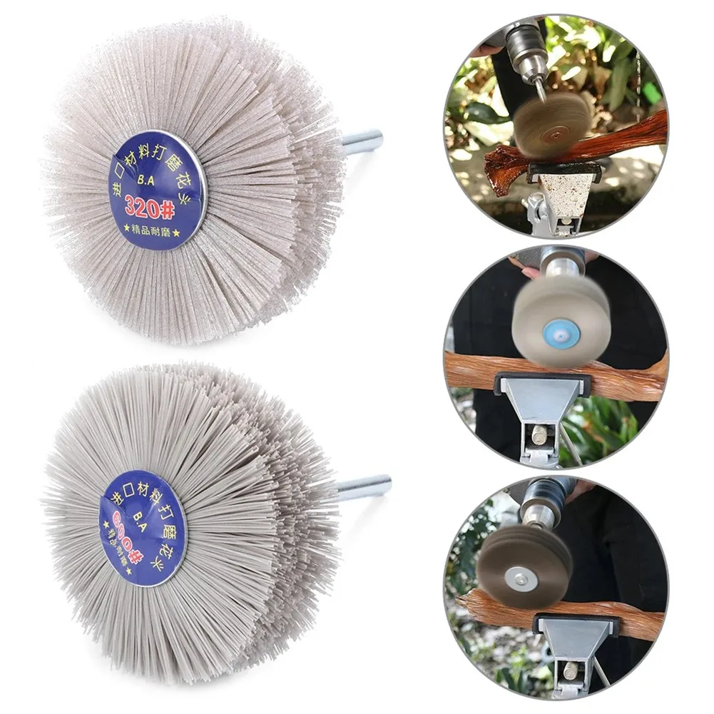 1 Stück 80-600 # Schleif-Nylon-Radbürste, Holzarbeiten, Möbel, Polierbürste, 6 mm Schaft, 80 mm Durchmesser, Kopfschleifer, Schleifwerkzeug