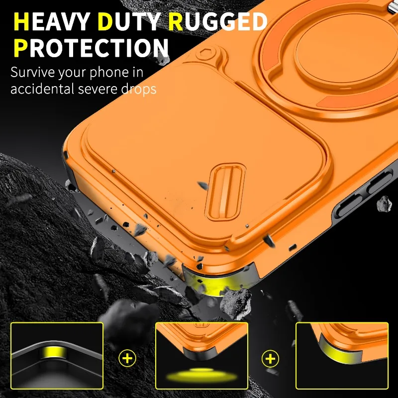 Enhanced Shockproof Armor Case with Camera Protection and Magnetic Stand