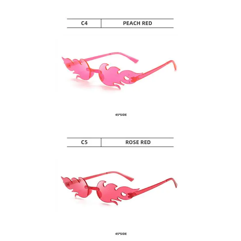 Fire Flame Sunglasses for Women Trendy Rimless Sunglasses Novelty Metal Frame UV400 Sun Glasses Party Cosplay Eyewear