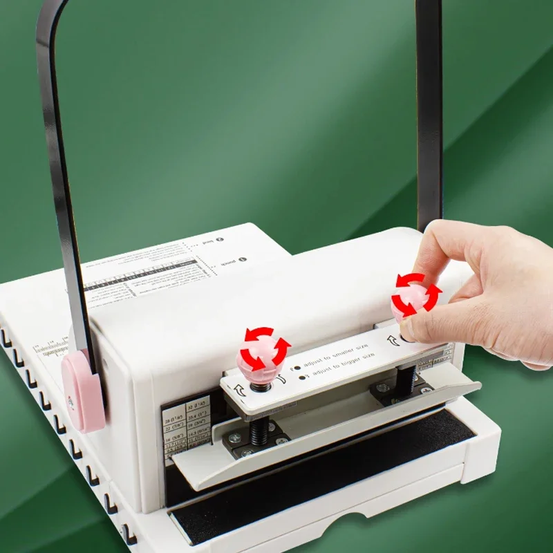 2:1 더블 와이어 제본기, 싱글 패스 20페이지 펀칭 기능, 책 및 노트 제본에 적합