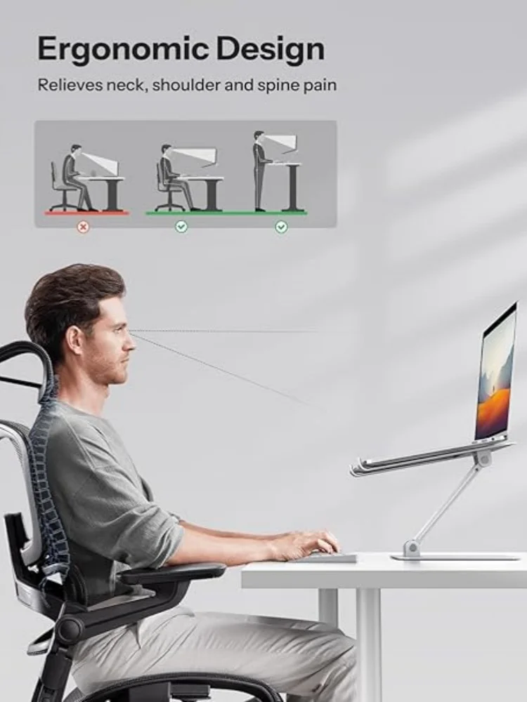 iDock Folding Computer Stand with Adjustable Height, Ventilated Aluminium Alloy Riser Compatible with All 10-16 Inch Laptop