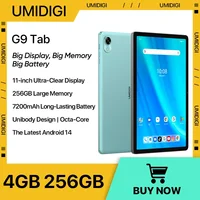 UMlDlGl G9 Tab Android 14 T606 8-Core 4GB 256GB 11" HD IPS 13MP 7200mAh Mega Battery 18W Charging SlM card Android Tablet 1