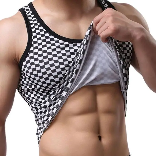 

Sexy Men's Plaid Tank Top Men Running Slim Fitness Shirt Singlet Bodybuilding Sport Sleeveless Jogging Vest hombre Fit Tanks