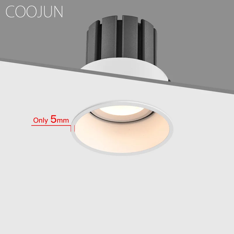 

COOJUN 5W/7W/12W LED Narrow Embedded Spotlight Hotel Wall Washing Lamp Anti-glare COB Downlight Ra93 Indoor Commercial Lighting