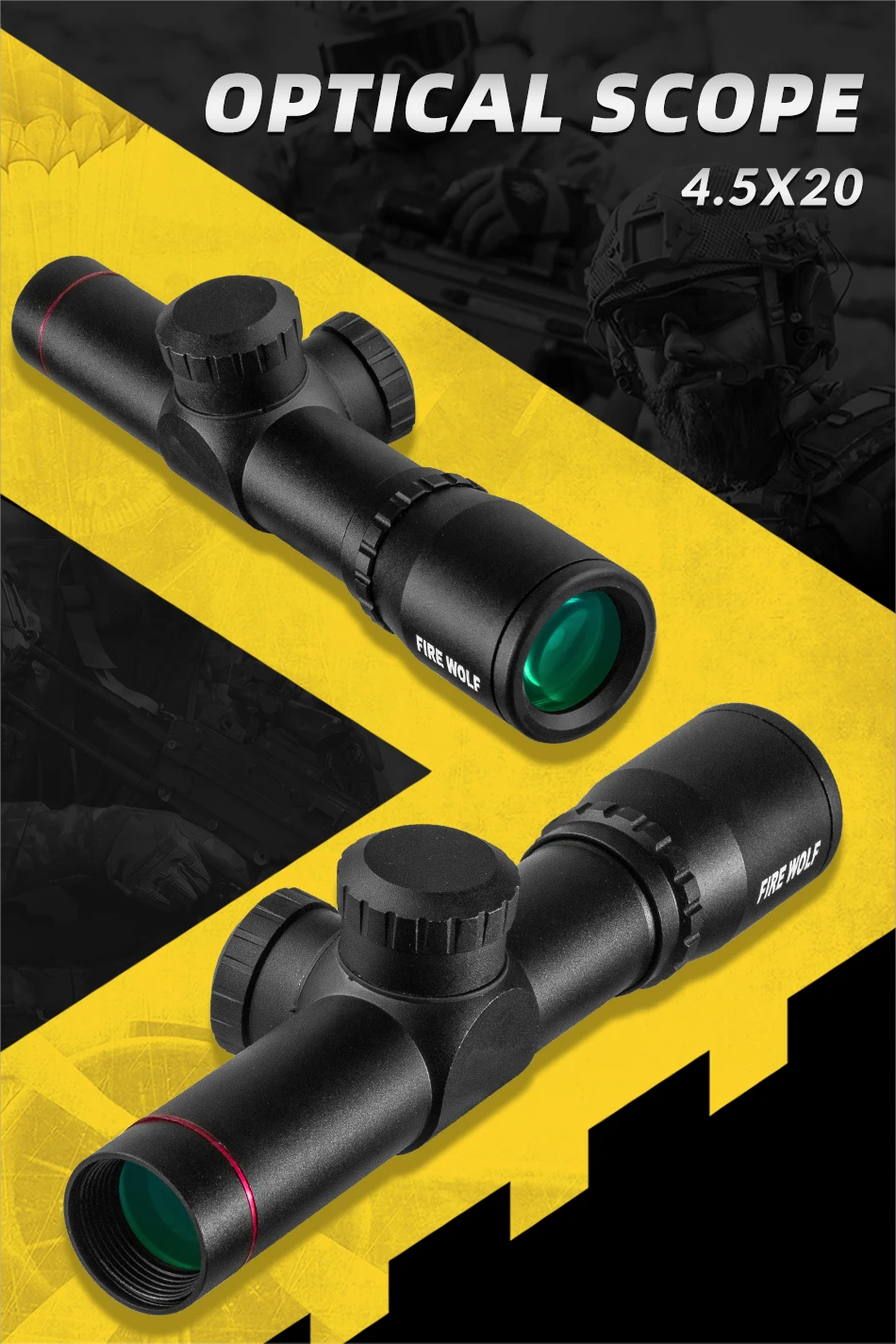 mira óptica p4 retículo riflescope com tampa de lente flip-aberto e anéis