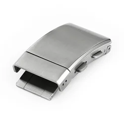Solid 316L Stainless Steel Brushed Folding Safety Watch Clasp, 18mm or 20mm, with Double Push Extendable Adjustable Buckle (20mm)