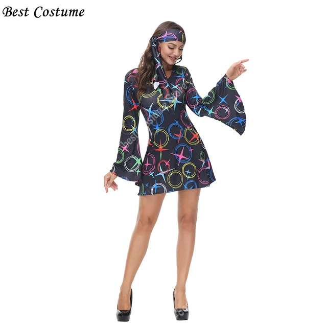 Halloween Costume Disco Girl Retro 70's Hip Hop Women Costume