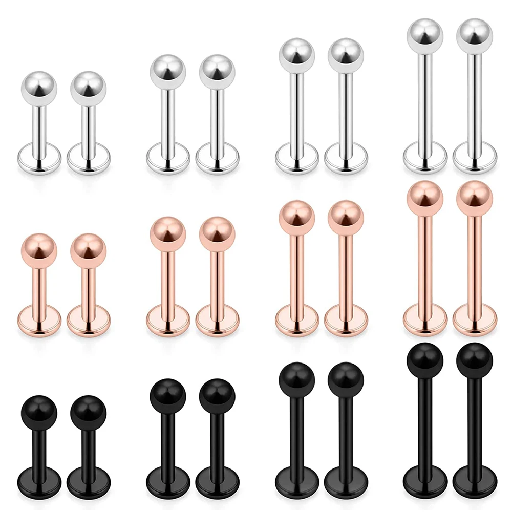 Wholesale 100 PCS/Lot Titanium Steel Labret Lip Piercing Jewelry Earrings for Women Men Piercing Tragus Snug Daith Earring 857