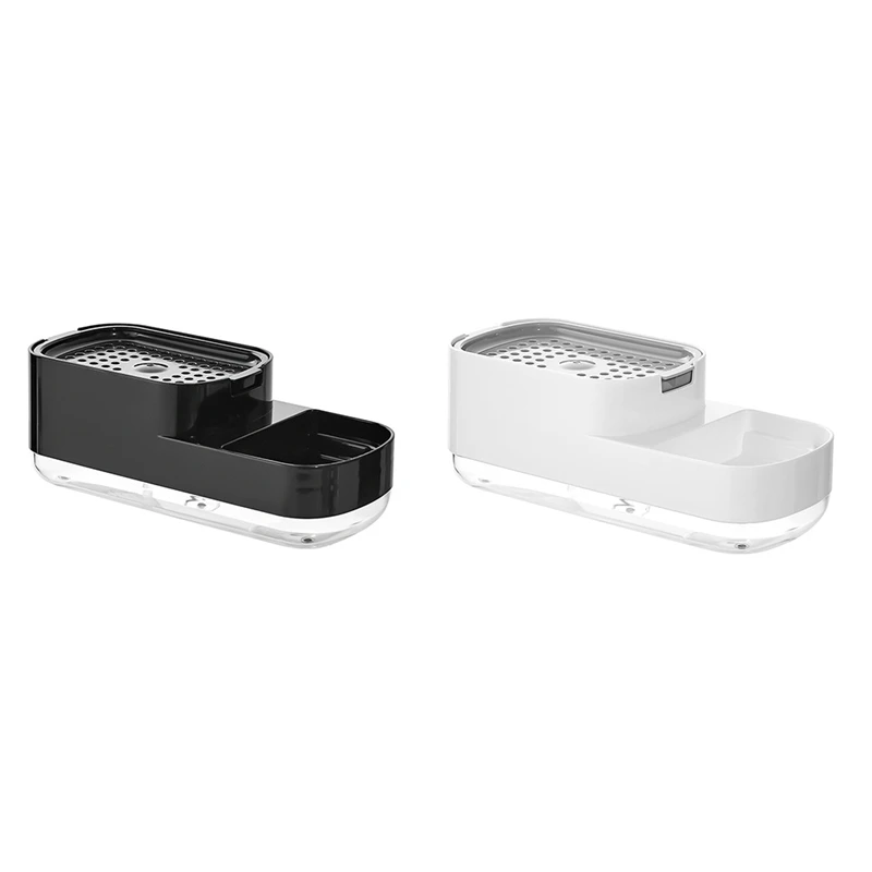 

2Pcs Countertop Kitchen Soap Dispenser And Sponge Holder Sink Dish Washing Soap Dispenser