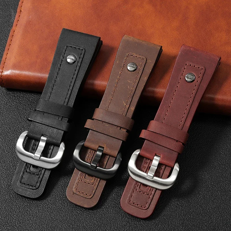 Cinturino Da Uomo In Vera Pelle Per Sevenfriday Series P2B02 Q2 / 02 / P3 / T2 Cinturino Per Orologio Vintage Marrone Nero 28Mm