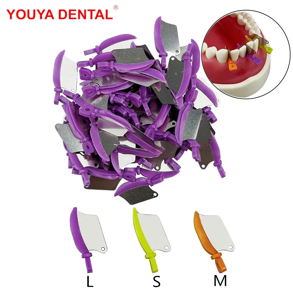 50PcsDentalWedgeGuardWithMetalMatrixPlasticDentalWedgesKnife