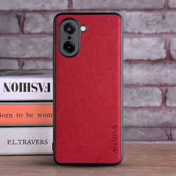 Premium Luxury Textile Leather Phone Case - Soft TPU with Hard PC 3 - in - 1 Material for Nord CE 5 (Red)
