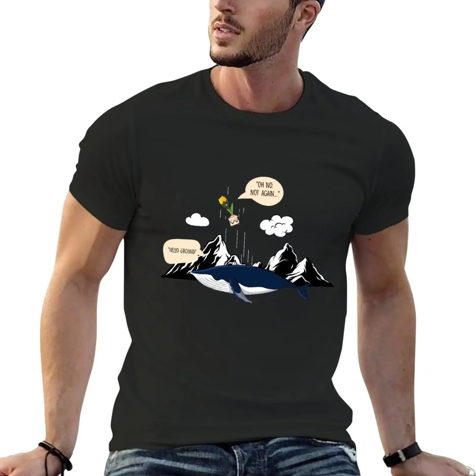 

Falling whale flower pot comic T-Shirt anime clothes Short sleeve tee funnys sweat shirts mens graphic t-shirts pack