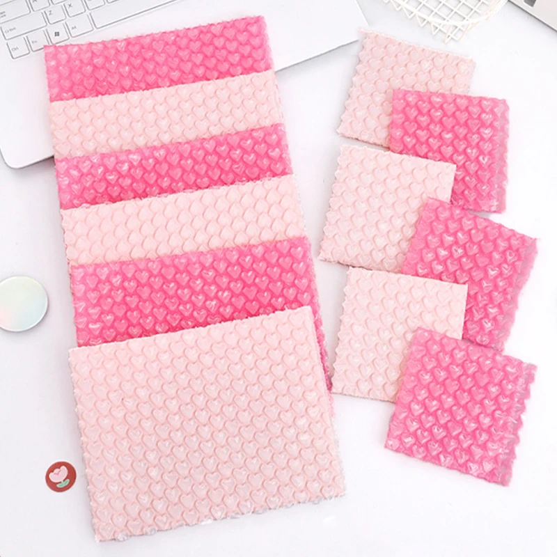 

10 Pcs Ins Style Pink Thicken Heart Bubble Bags Girls Stationery Packing Bag Shockproof Envelope Mailer Courier Shipping Bags