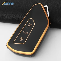 Premium Car Key Case Cover - Sleek Design (Gold - Black A3)