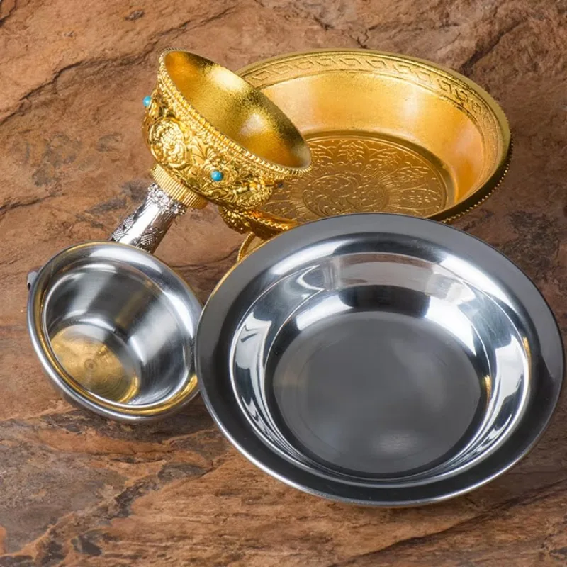 Eight Auspicious Buddhist Manza Protection Cups Tantra Alloy Handicrafts, Tibetan Gong, Gilded Buddhist Plates, Home Gifts 3