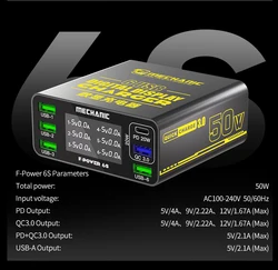 MECHANIC 6 - Port USB Fast Charging Station with Visual Current Display and Advanced Flash Charging Protection - 220V (F Power6s)
