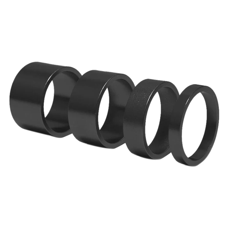 

4Pcs/Set 5/10/15/20mm Aluminum Alloy Headset Stem Spacer MTB 28.6mm Fork Washer Cap for Road Bike Cycling,Black