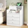 Nightstand with Charging Station, Night Stand with 3 Storage Drawers, Bedside Table with Hutch, Modern End Side Table for 1
