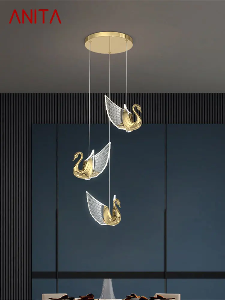 

ANITA Nordic Pendant Light Creative Swan Chandelier Hanging Lamp Modern Fixtures for Living Dining Room