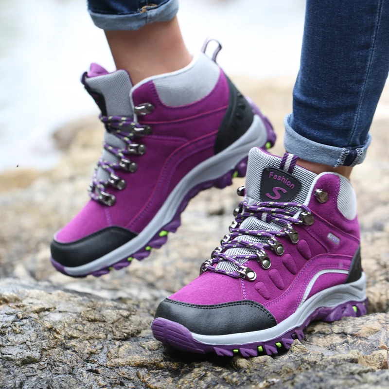 Zapatos de senderismo impermeables para mujer, botas de trekking al aire  libre, escalada, senderismo de montaña, seguimiento profesional _ -  AliExpress Mobile