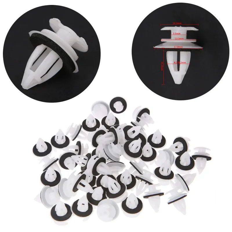 50pcs White Car Auto Door Panel Clips With Seal Ring For BMW E34 E36