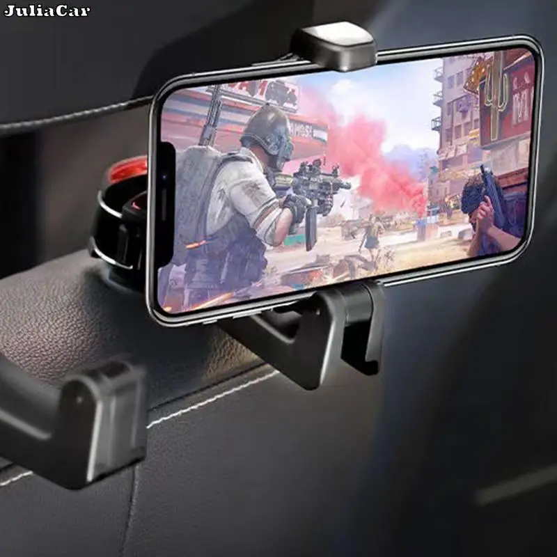 

2 In 1 Car Gadget Car Back Seat Hanger Hook Organizer Car Headrest Hook For Phone Holder Handbag Car Interior Accessories