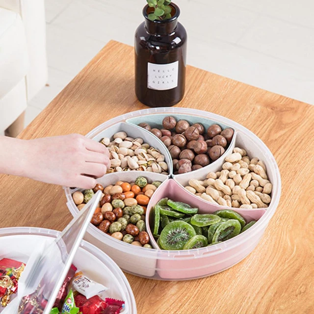 Divided Serving Dishes with Lid, Serving Tray with Lid, Round Divided  Plates, Sectional Serving Tray Removable Party Snacks Tray for Candies,  Nuts